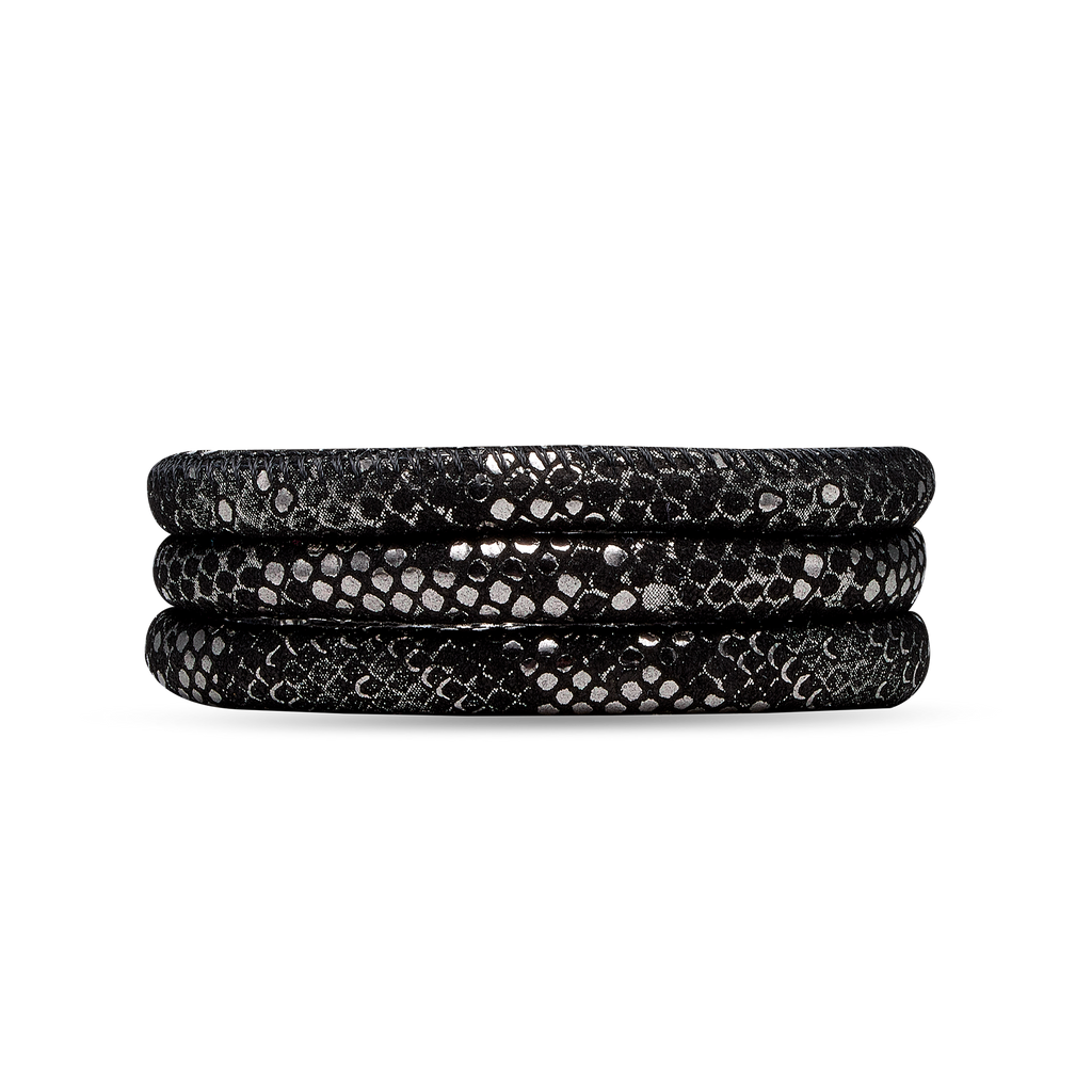 Classic Læderarmbånd - Silver Black - CHRISTINA