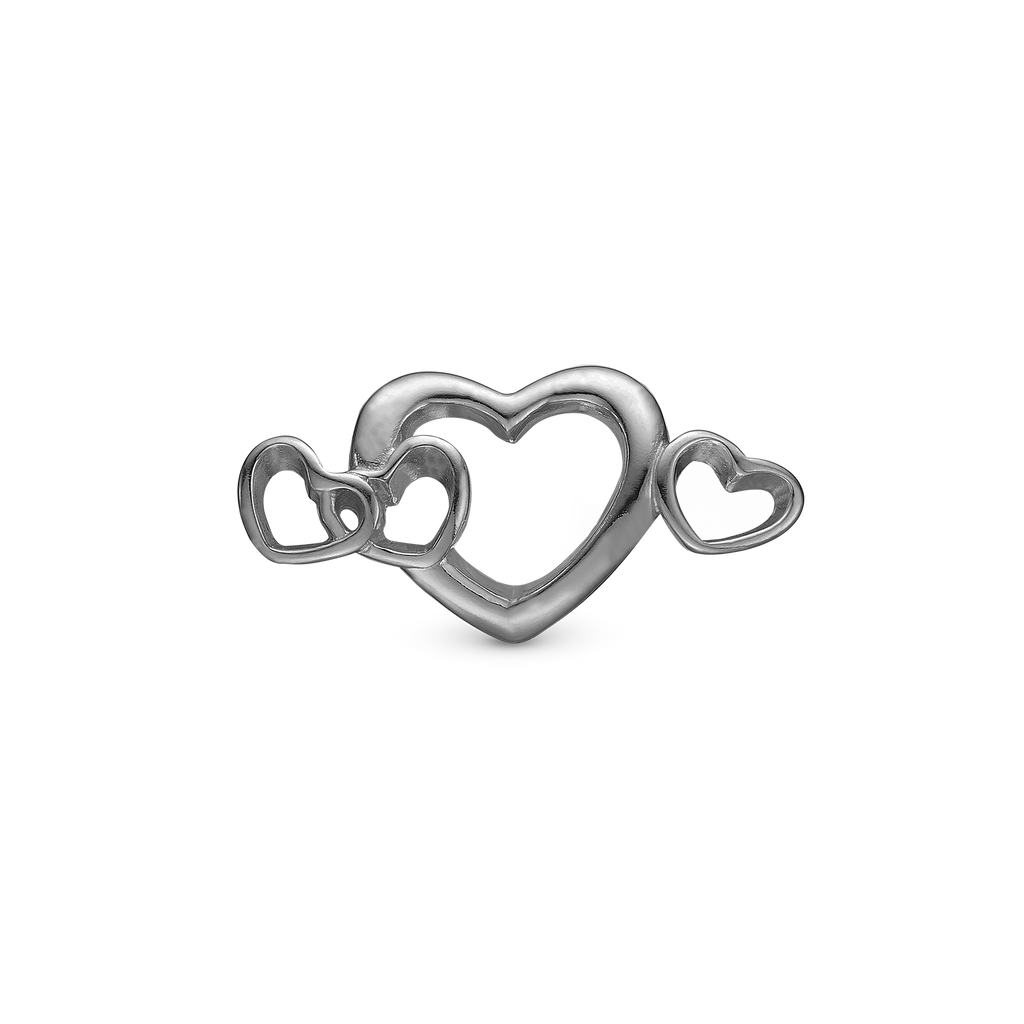 4 Hearts Love charm sort ruthenium Charms til læderarmbånd - CHRISTINA